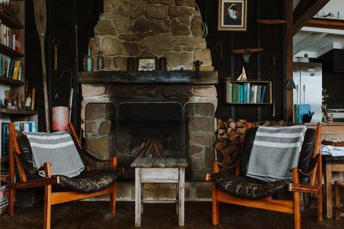 A cosy place to read a book in front of the fire