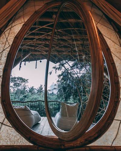 Unique window with views over the treetops