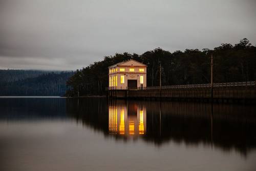 Sunset over the Pumphouse Point hotel