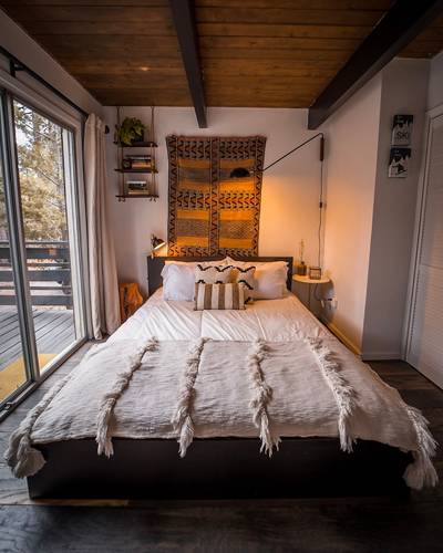 The main bedroom in the cabin
