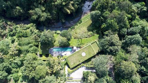 Aerial view of the Villa and nearby river