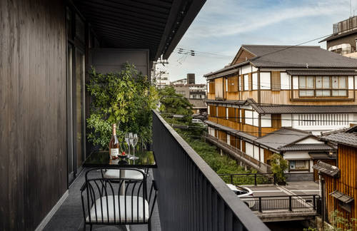 Private balcony overlooking kyoto